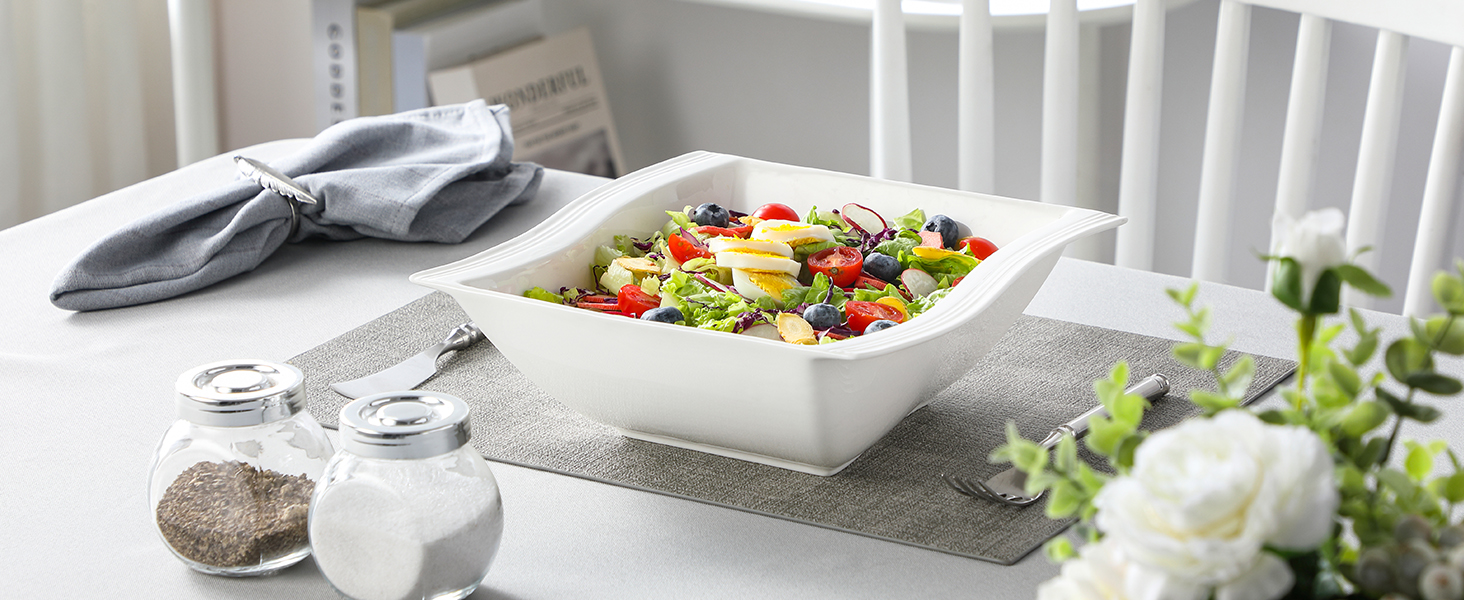 MALACASA Набір мисок для мюслі та супу, 4 шт., кераміка, 800 мл, 2100 мл, 1400 мл, 890 мл (білий)