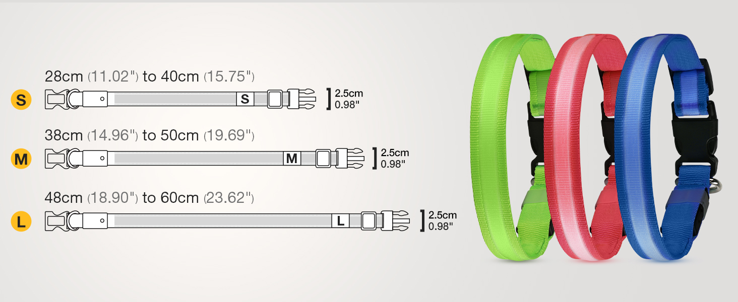 Світлодіодне нашийник для собак Jewyow 7-в-1, багатоквітний, USB-C, водонепроникний, для малих, середніх та великих собак - Синій, M