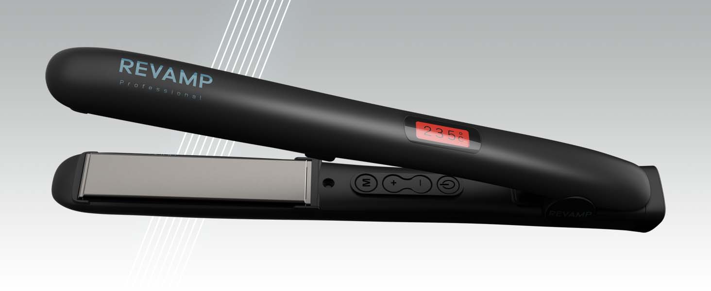 Professional Ceramic Hair Straightener & Curler - Adjustable Temperature 80-235°C, Ionic Plates, 3m Cord, LCD Display, Hair Protection Oils
