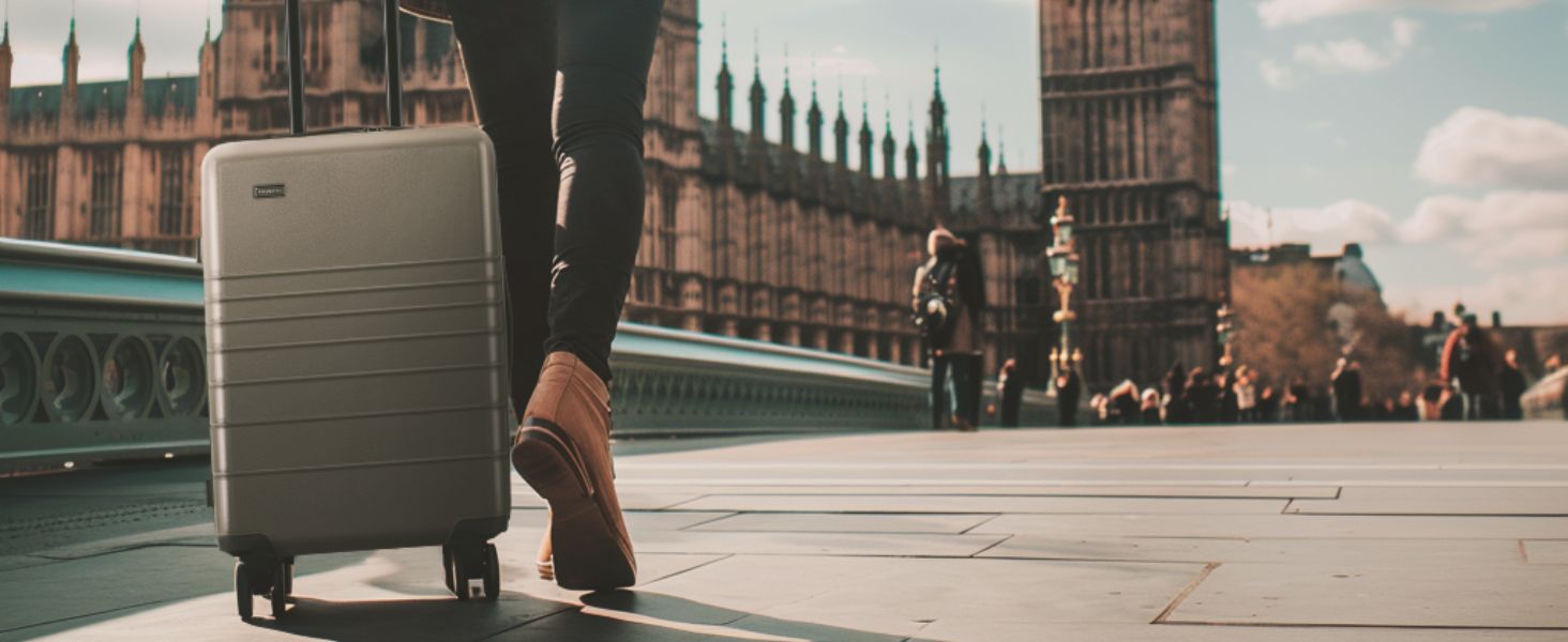 Валіза ETERNITIVE з полікарбонату та ABS: легка, з колесами 360°, з TSA-замком, для ручної поклажі, оливковий колір