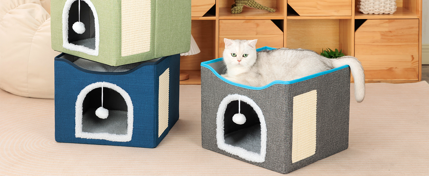 Будиночок для котів FURRYPAWS - затишний будиночок для котів для дому та вулиці, ідеальний для котів та кошенят, стабільна конструкція, сірий, на 2 котів