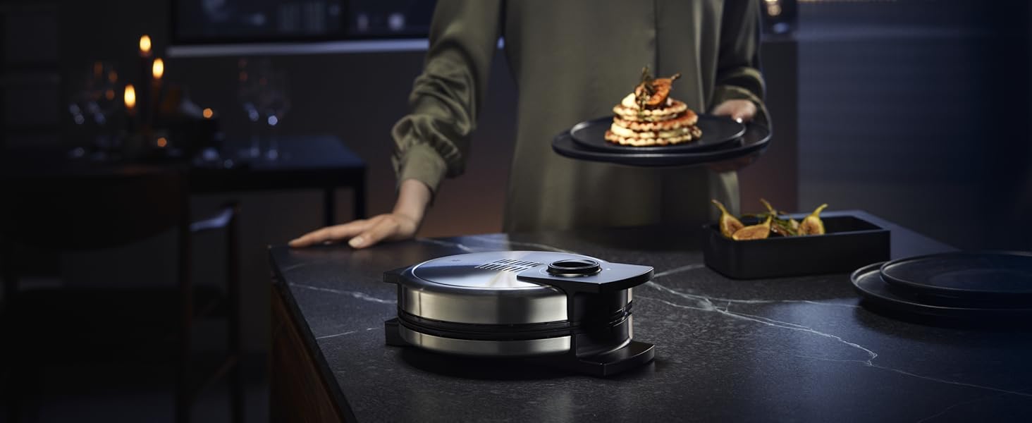 WMF Lono Edition Heart-Shaped Waffle Maker - Adjustable Browning, Stainless Steel, 900W
