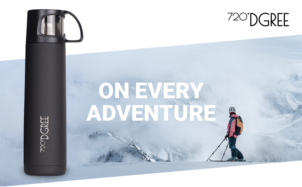Термос 720°DGREE Follow 1 л з чашкою, нержавіюча сталь, герметичний, BPA-free, зберігає тепло 12 годин, холод 24 години, для кави, чаю, роботи, школи, подорожей