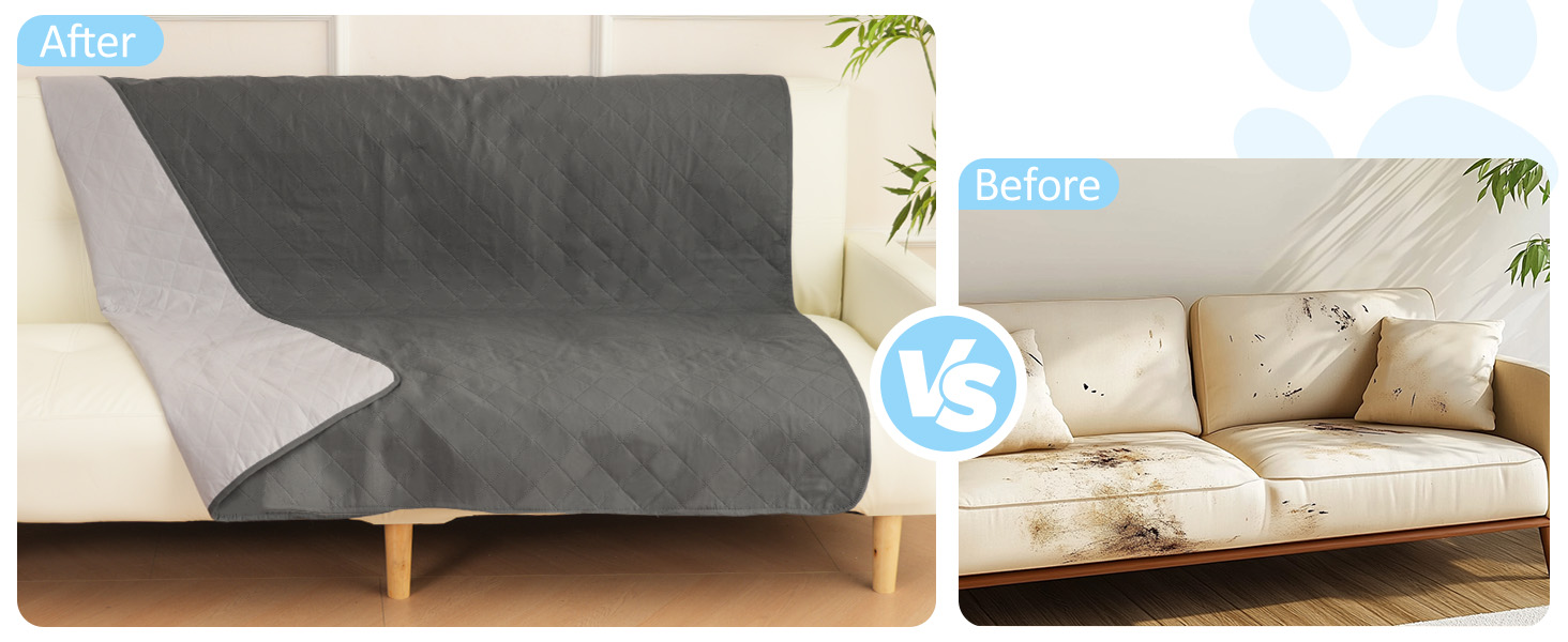 Водонепроникний захисний чохол на диван для собак HezzLuv, ковдра для тварин, захист матрацу, меблів, миючий, двосторонній, стійкий до подряпин, для цуценят, середніх та великих собак та котів, сірий, 157x127 см