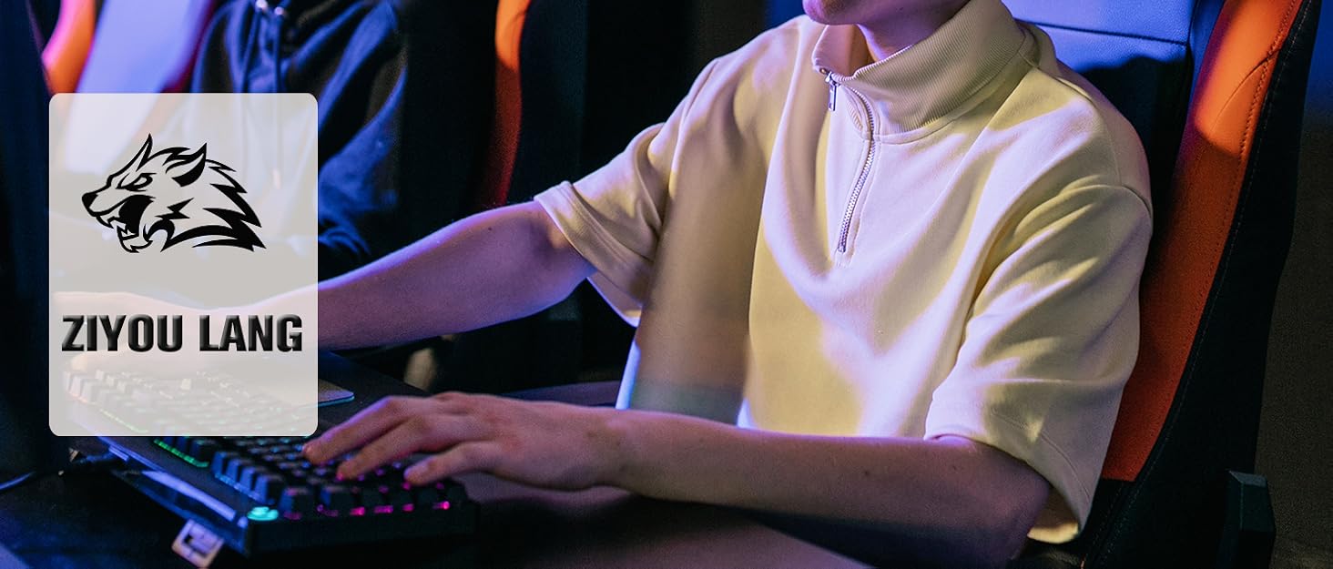 ZIYOU LANG Комплект ігрової клавіатури та миші з USB-C кабелем T60 Pro - 60% механічна клавіатура UK Layout (QWERTY), миша 6400DPI RGB, для PC/Mac