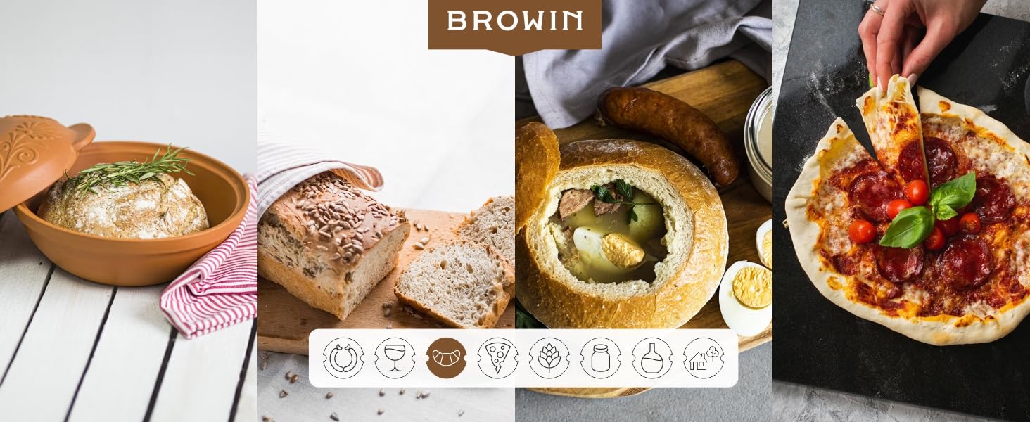 Browin® Clay Roaster, Oval, 4 Liters | Clay Roaster Steamer | Roman Clay Oven | Casserole Dish for Fat-Free Cooking and Baking Bread and Cakes | Roasting Pot (4 Liters Oval) Clay Roaster 4 l