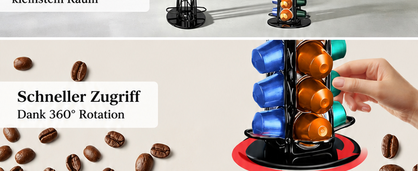 Органайзер-холдер для капсул Nespresso Original, поворотний на 360°, на 40 капсул, чорний
