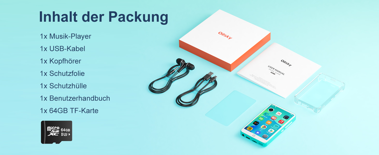 MP3 плеєр Oilsky 80GB з Bluetooth, WiFi, Android 9.0, 4