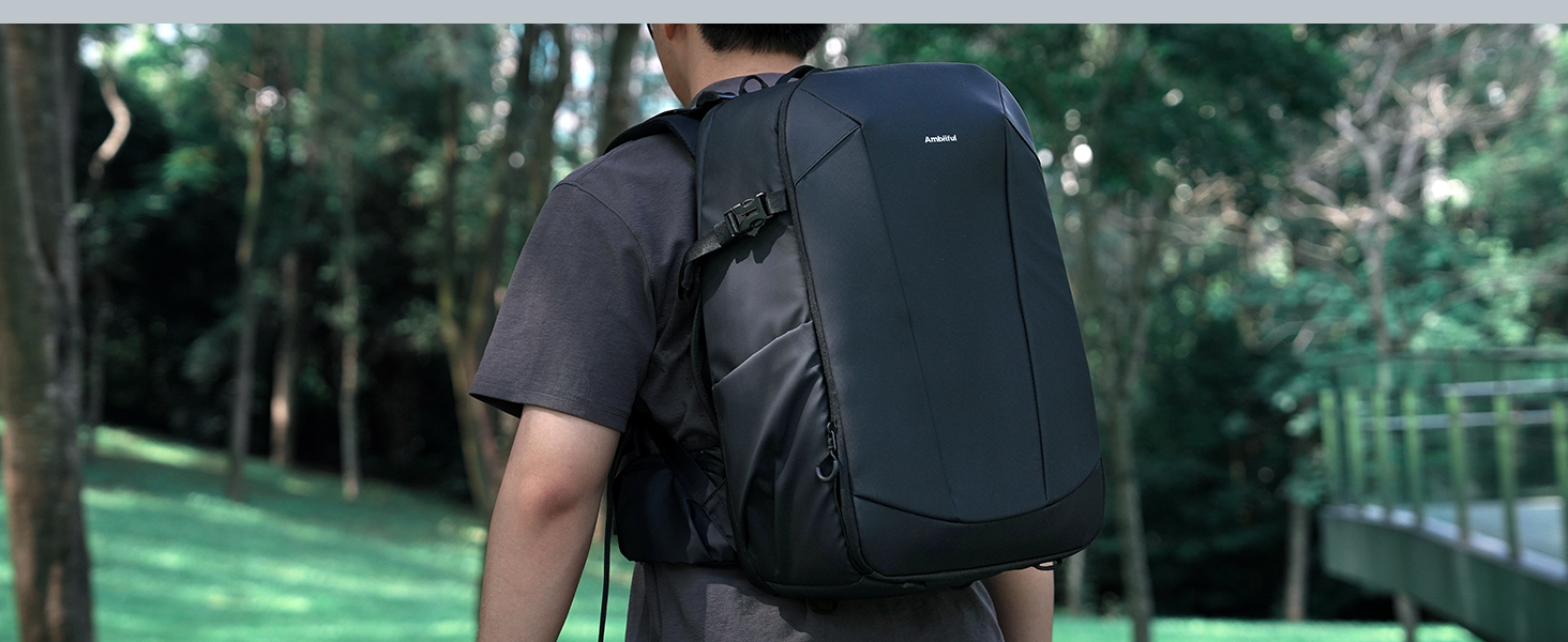 Чорний фоторюкзак AMBITFUL 25L+3L для DSLR/SLR/Mirrorless камер з відділенням для ноутбука та трипода (водонепроникний, ергономічний)