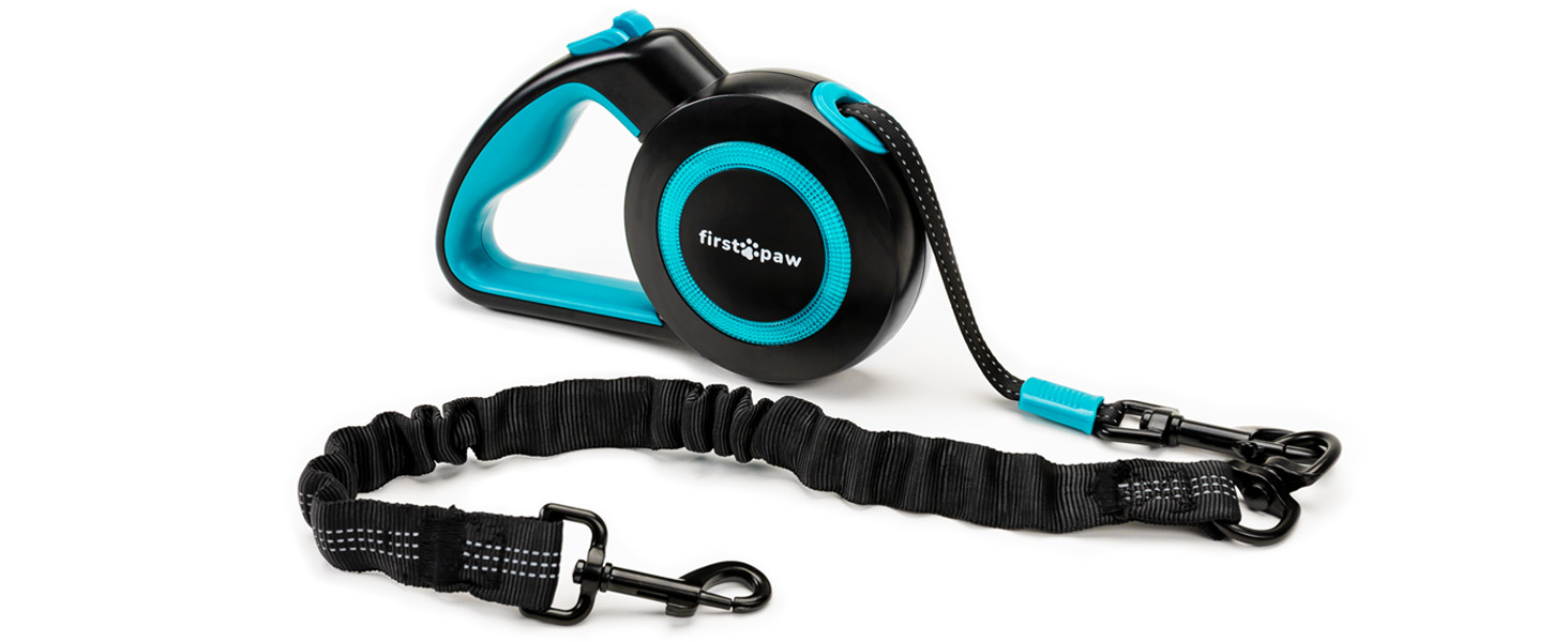Висувна поводок для собак Rollleine 5м з функцією зупинки - зручний поводок для прогулянок, підходить для собак маленьких та середніх порід (до 20 кг), колір блакитний
