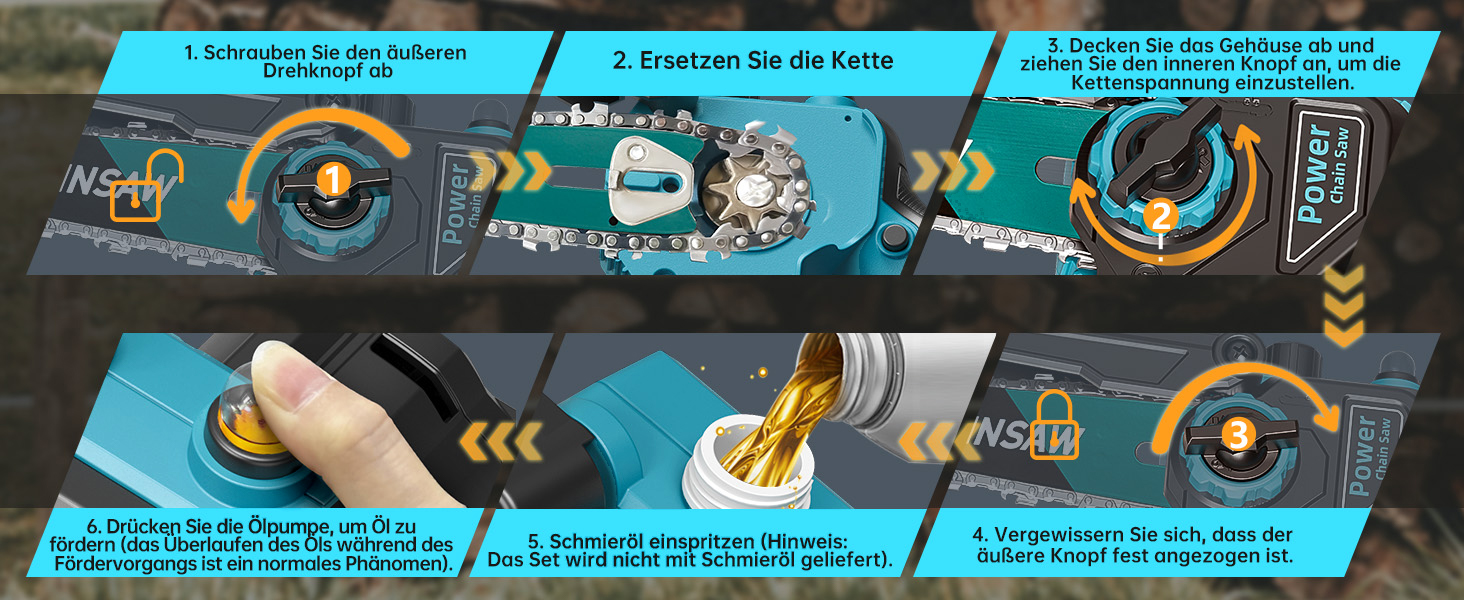 Акумуляторна міні-пила 8000mAh, безщіткова акумуляторна ланцюгова пила 6 дюймів, пила для гілок з автоматичним змащенням, 2 акумулятори 4000mAh, ручна акумуляторна пила сумісна з акумуляторами Makita 18V для різання деревини