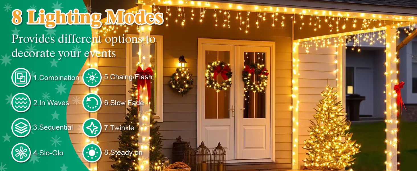 Гірлянда Halloween на 300 LED з таймером та 8 режимами освітлення, 30 метрів, тепле світло, для декорування приміщень та вулиці