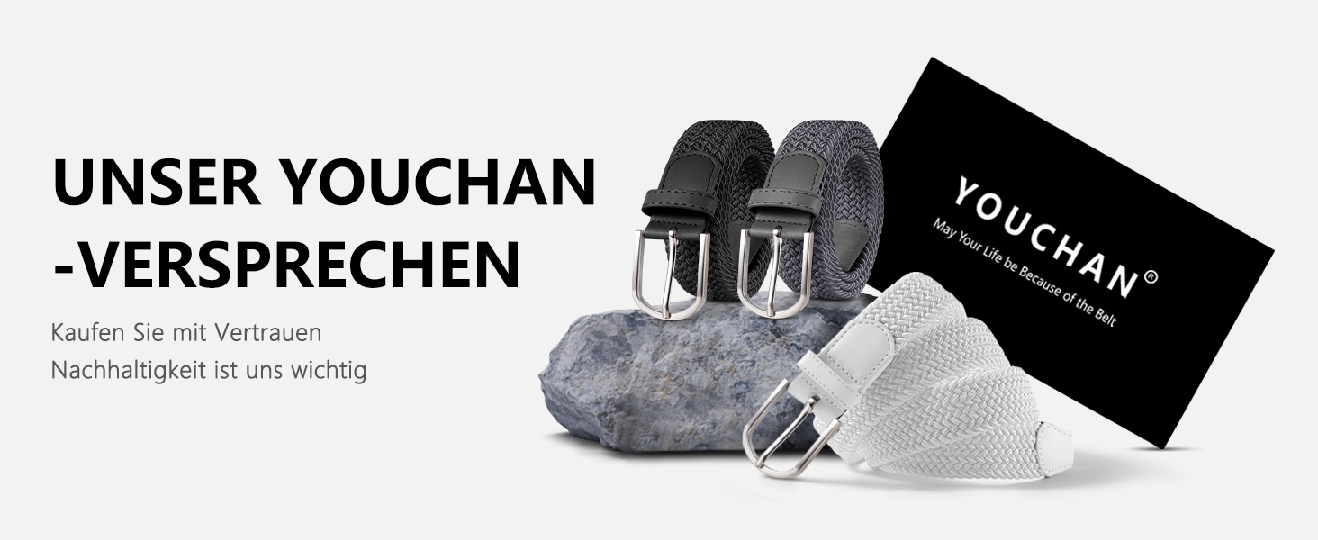 YOUCHAN 2 шт. ремені для жінок та чоловіків, еластичні плетених ремені, 3,3 см, стрейчеві ремені з регульованою довжиною, унісекс, чорний + сірий, 110 см