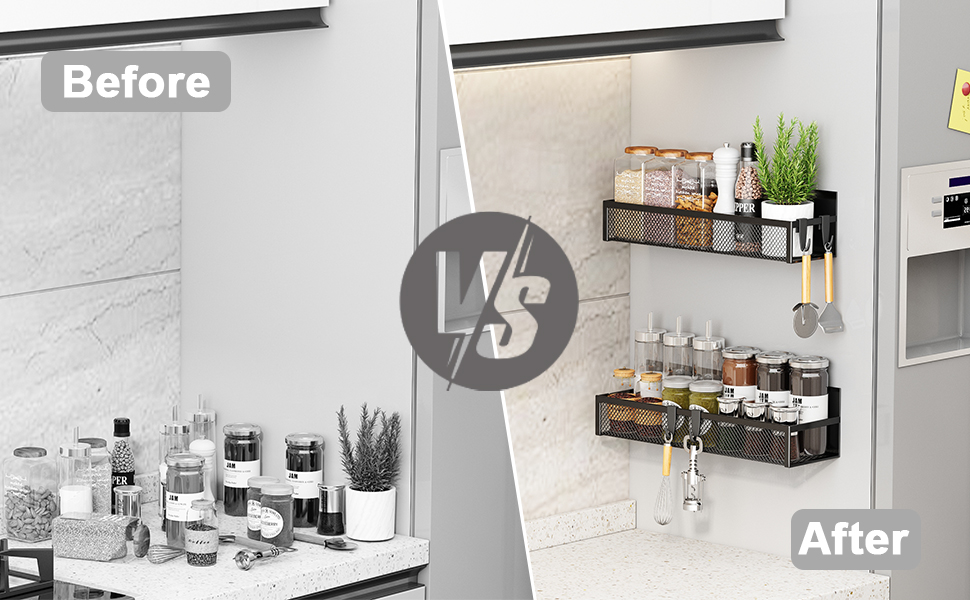 Магнітна поличка для холодильника з 8 гачками, 2 шт. - органайзер для кухні