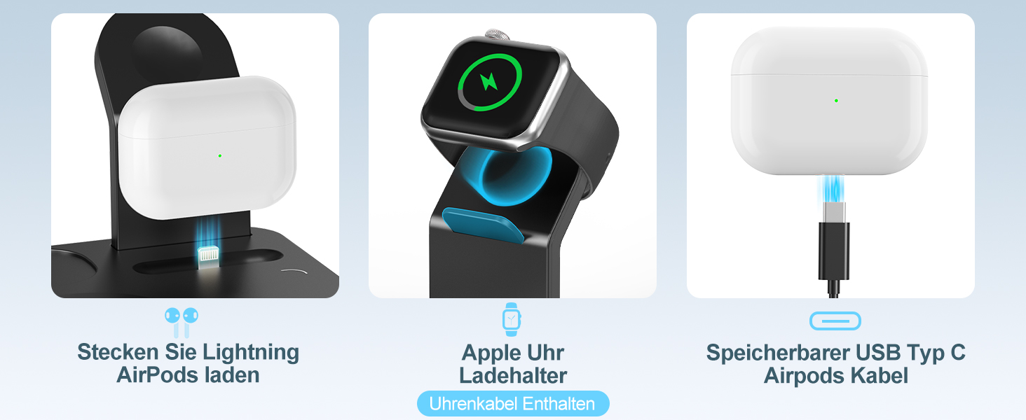 Бездрокова зарядна станція ANJANK 3-в-1 з будильником, 7 нічників та Mag-Safe для iPhone 17/16/15/14/13/12 Pro Max Plus, Apple Watch 11/10/9/8, AirPods