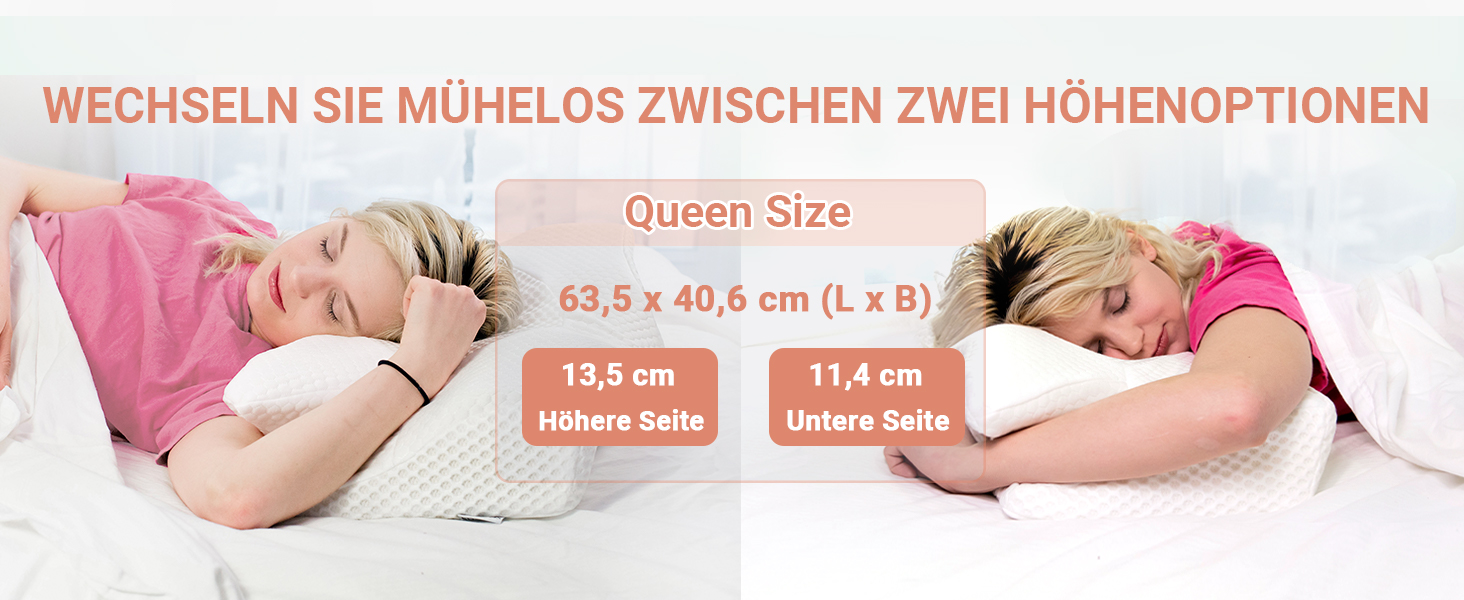 Ортопедична подушка Elviros Memory Foam, ергономічна подушка для шиї, 64x(11,5/13)x40 см (сіра)