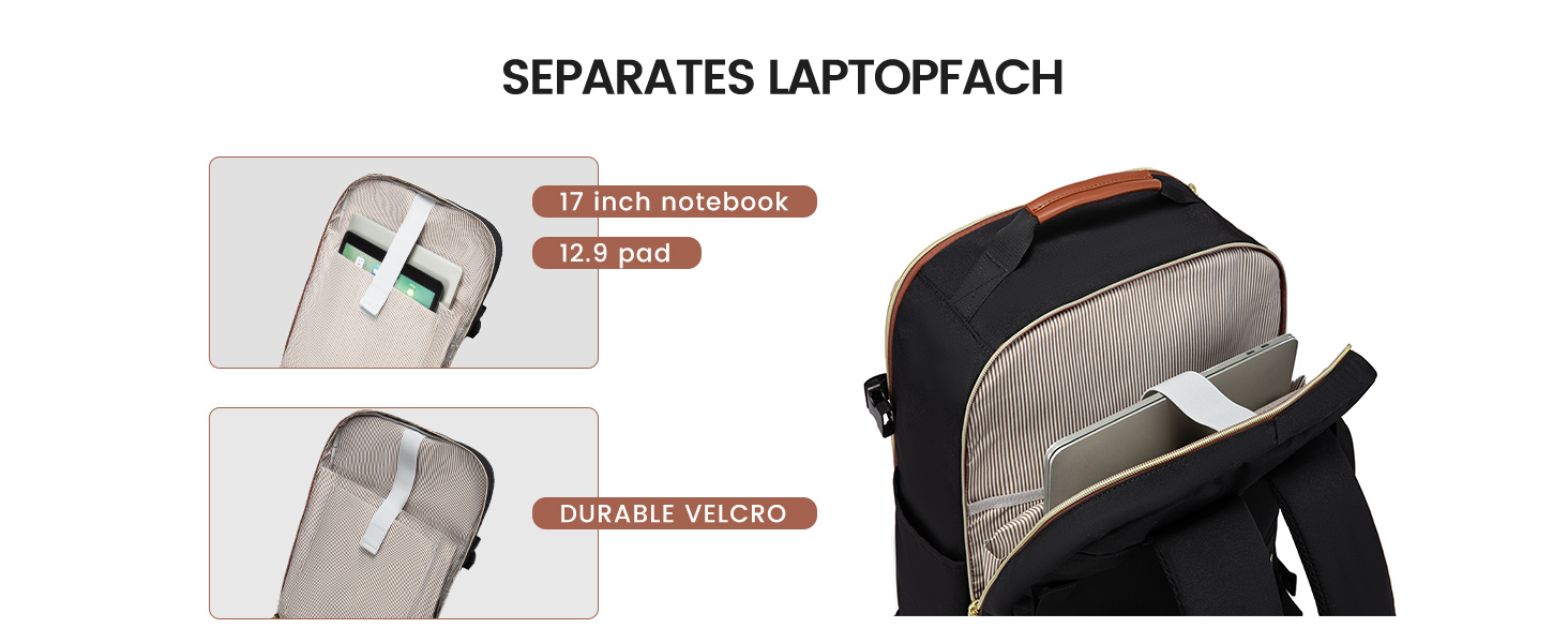 Рюкзак LOVEVOOK для ручної поклажі літака, 40L, водонепроникний, для ноутбука 17 дюймів, для подорожей, школи, роботи, кемпінгу, чоловічий/жіночий, бежевий+чорний+коричневий