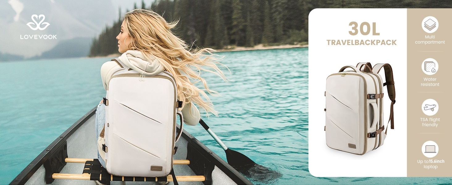 LOVEVOOK Рюкзак для ручної поклажі 30-40L, розширюваний, для ноутбука 17