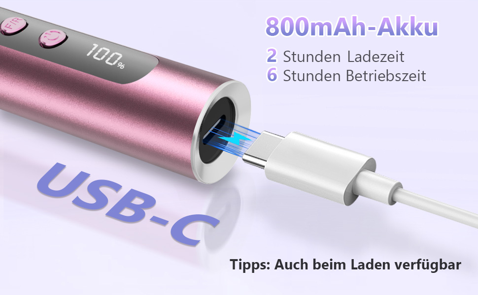 Бездротовий фрезер для нігтів 35000 об/хв - професійний набір для манікюру та педикюру, електрична машинка для гелю та акрилу, рожевий