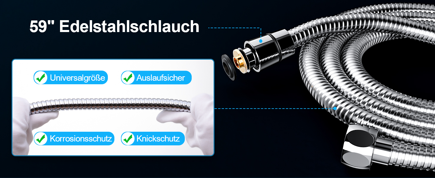 Насадка для душу Magichome з шлангом 2м, високого тиску, 5 режимів розпилення, турбо-дизайн, економна водозбереження, ручна лійка для душу з низьким тиском води (срібна з шлангом)