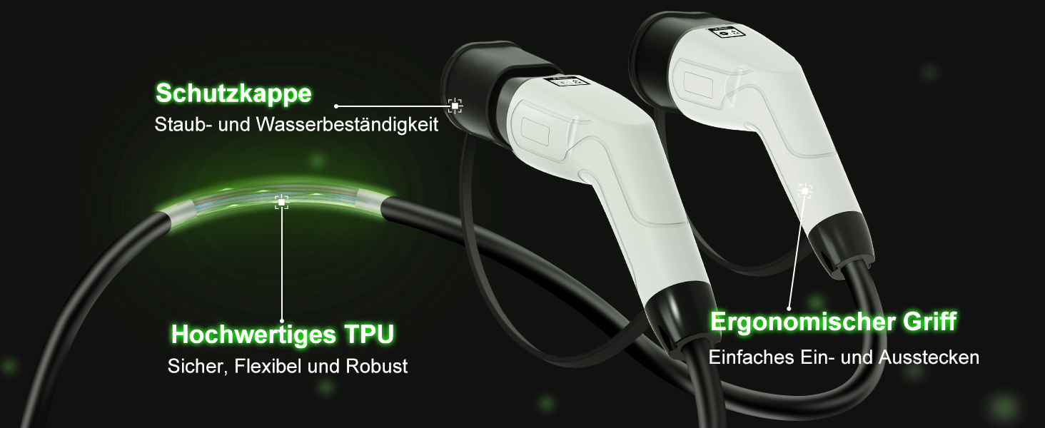 Кабель для зарядки електромобіля Type 2 (22kW, 32A, 5M) з варіатором напруги 3-фазний, з сумкою, для Tesla, e-Golf, ID.3, i3 (TÜV/CE/IP65)