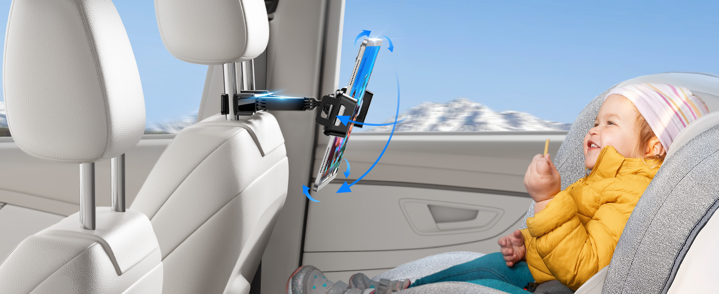 Утримувач для планшета UGREEN в авто, 360° обертання, регульований, універсальний, сумісний з 4.7-12.9 дюймів