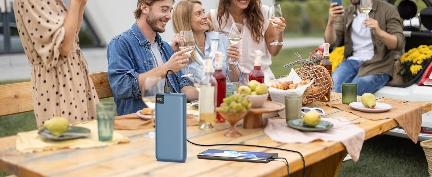 Power Bank SOARAISE 27000mAh з LED-дисплеєм: зарядний акумулятор для телефону та планшета (блакитний)