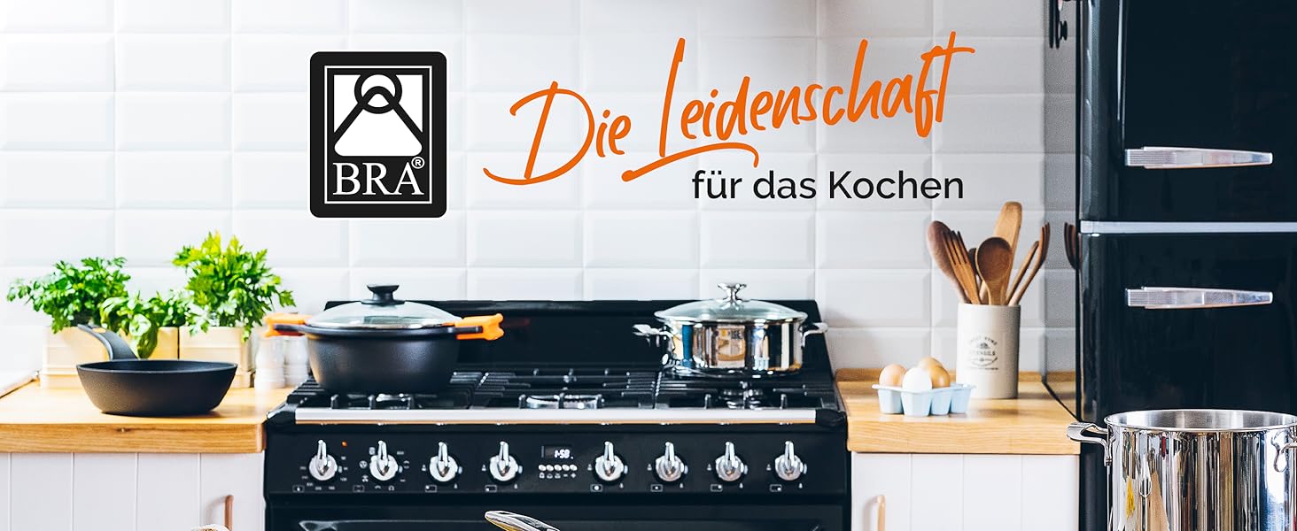 Набір сковорідок BRA Daily Pro 3 шт. з алюмінію, 20-24-28 см, антипригарне покриття без PFOA, для всіх плит (індукція), чорний та жовтий