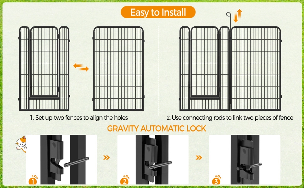 Вольєр для цуценят Yaheetech 120 см, 16-секційний, чорний, з автоматичним замиканням, для квартири та саду