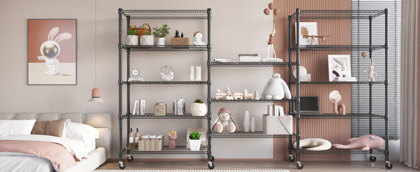Himimi 5-Tier Rolling Wire Shelving Unit