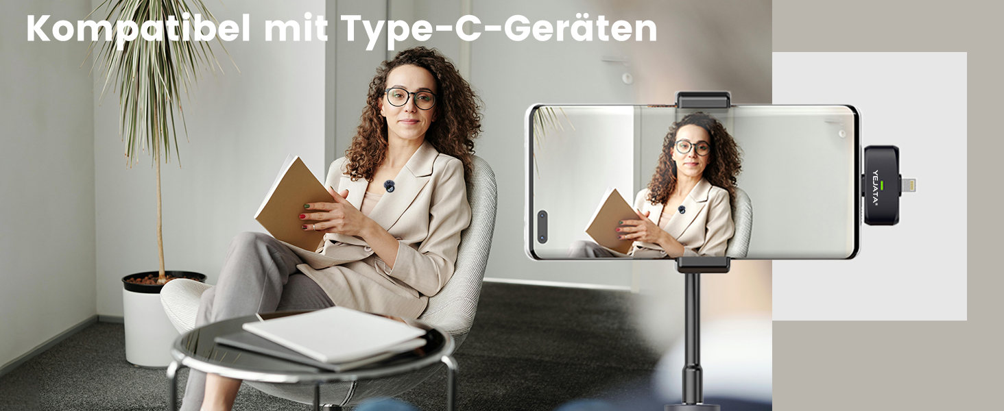 Мікрофон 2-в-1 для iPhone та Android з шумозаглушенням, кейс на 40 годин, магнітна застібка та кріплення для інтерв'ю, жовтий, 25 метрів