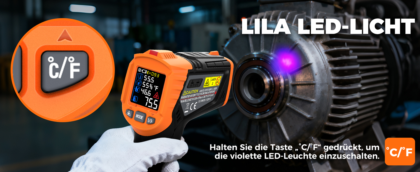 Інфрачервоний термометр лазерний IM06MAX з K-типом зонда (-50°C до 800°C) для промисловості, HVAC, приготування їжі та ремонту авто