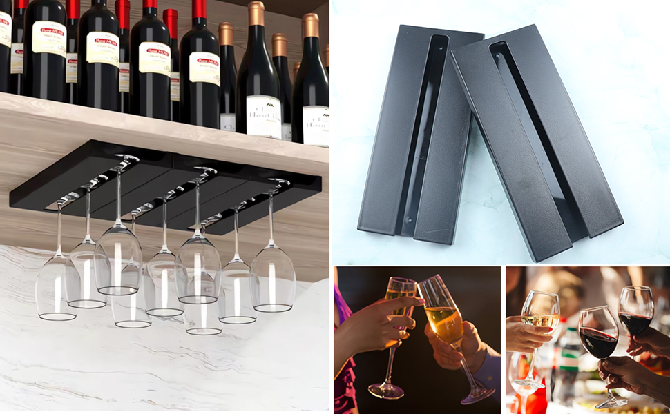 Тримач для келихів вина Vastsea (2 шт.), чорний - для дому, ресторану, бару