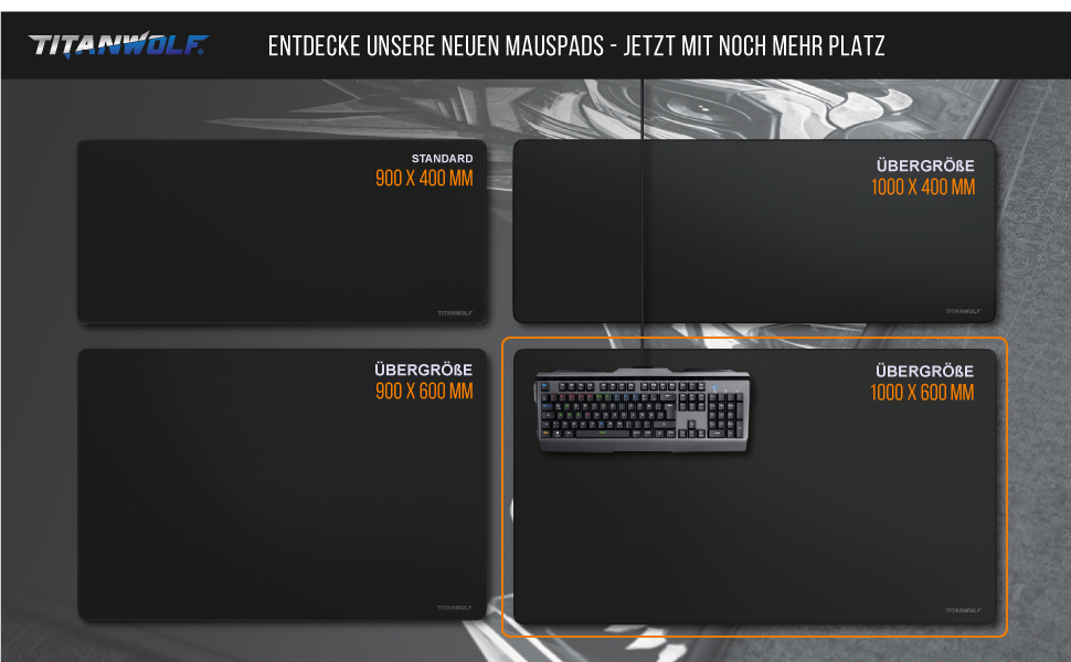 Кисет для миші TITANWOLF XXL 900 x 400 мм - великий килимок для геймінгу, чорний