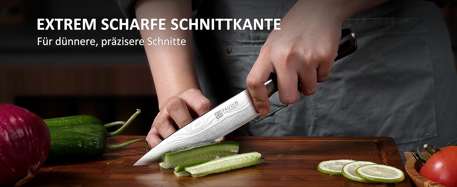 PAUDIN Ніж кухарський 15 см, професійний, з нержавіючої сталі, з ергономічною ручкою з дерева