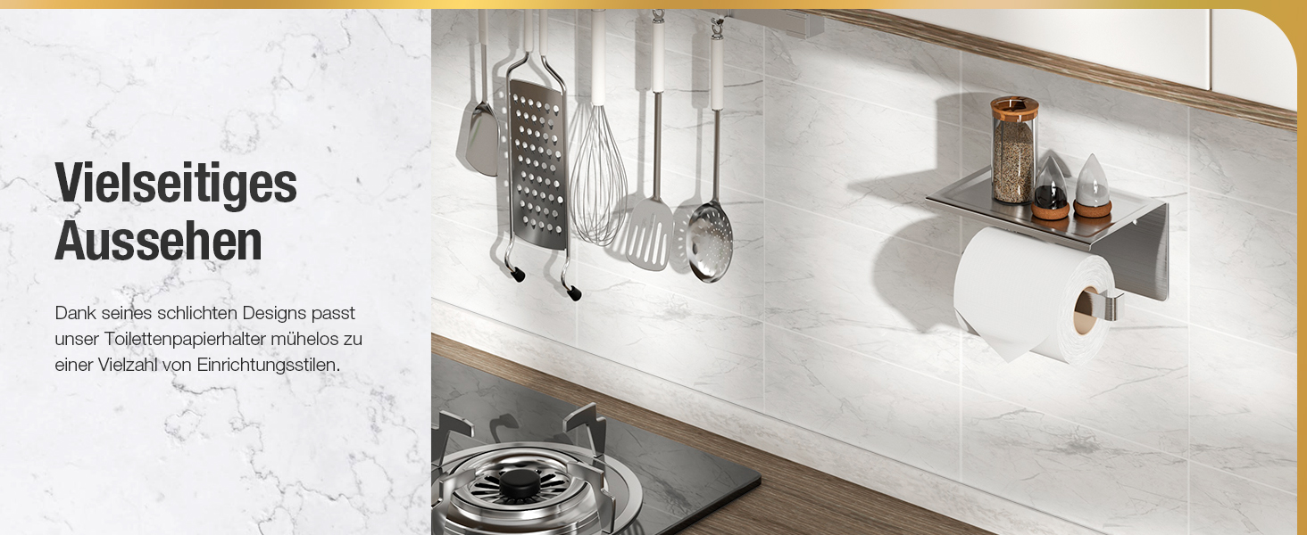 Тримач туалетного паперу HITSLAM без свердління, нержавіюча сталь з полицею, самоклеючий, для ванної кімнати