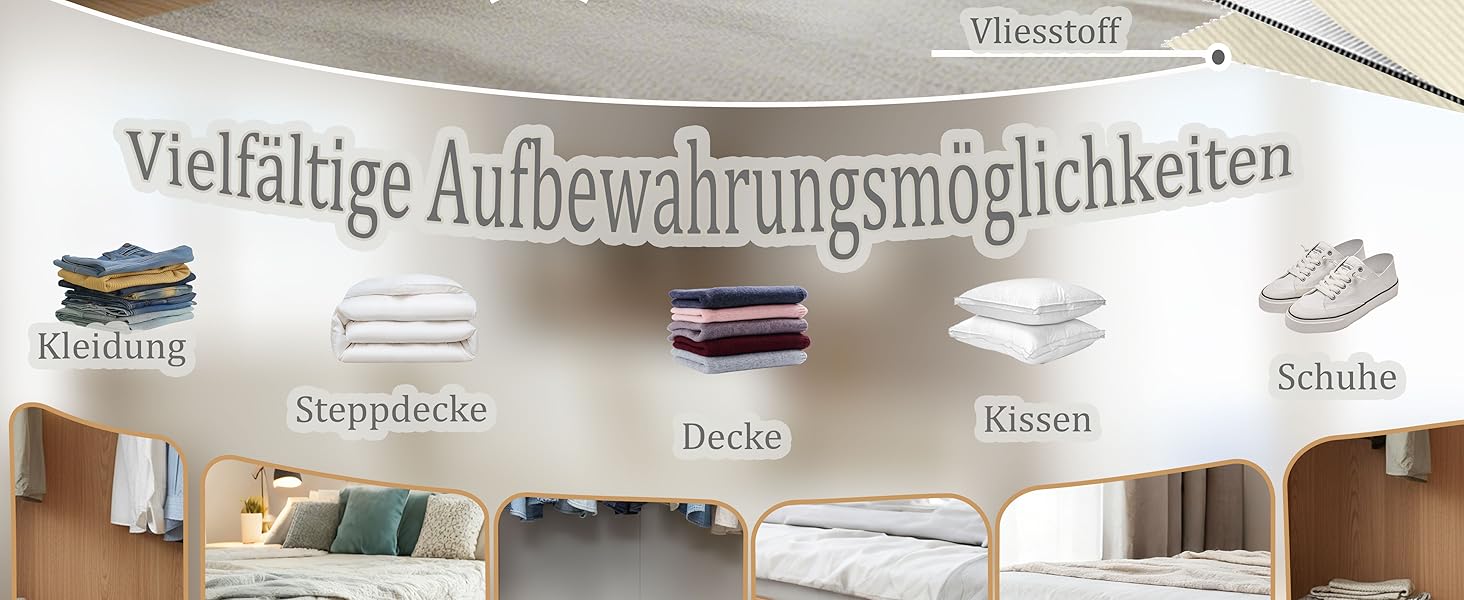 Коробки для зберігання під ліжком, 2 шт. з підставкою по периметру, з кришкою для постільної білизни та одягу (без нижньої підставки), бежеві