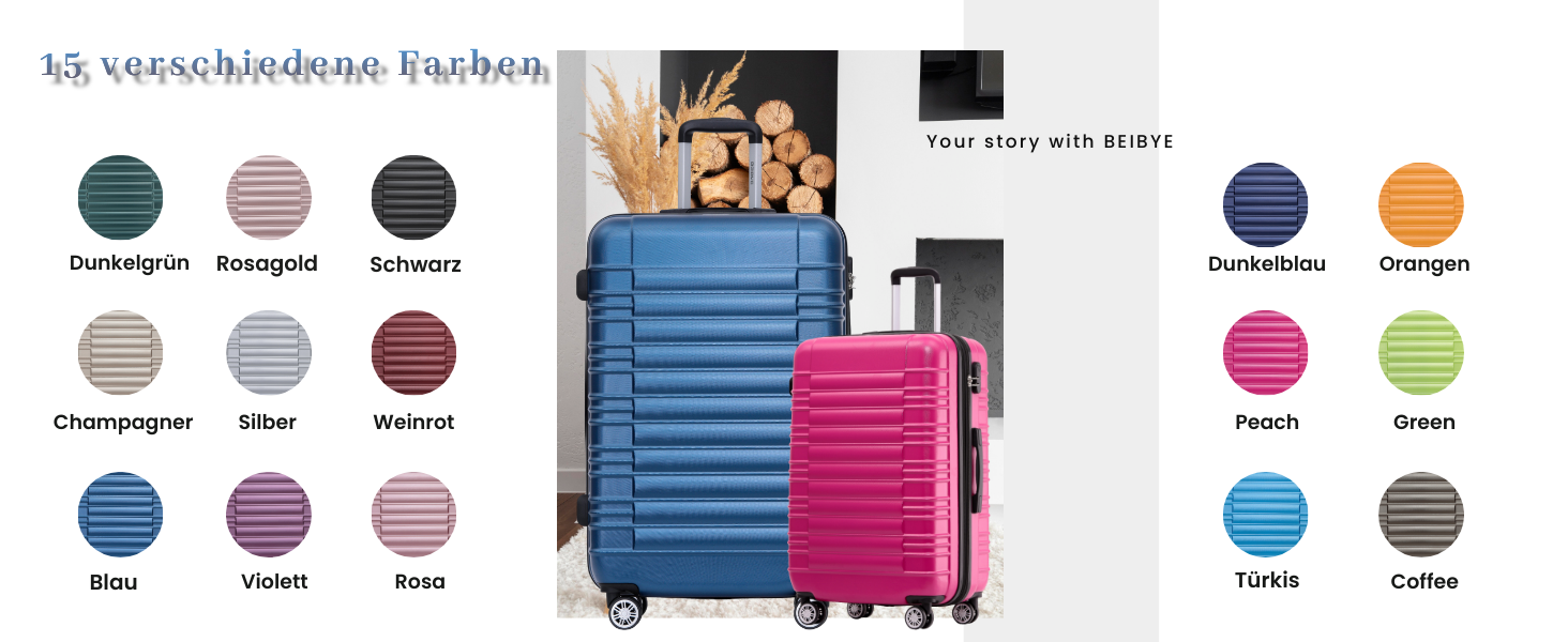 Набір валіз Beibye Zwillingsrollen - 3 шт. (M, L, XL), чорний, жорсткий корпус