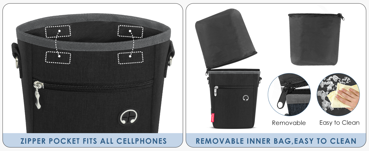 Футляр для ласощів для собак з магнітною застібкою, 2025. Практичний мішок для годування собак, мішок для ласощів з винімною внутрішньою кишенею | Диспенсер для відходів, (Чорний)