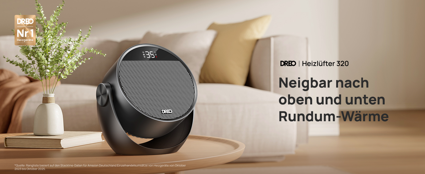 Керамічний обігрівач Dreo 1500W: енергоощадний компактний тепловентилятор з дистанційним керуванням, термостатом та таймером, чорний