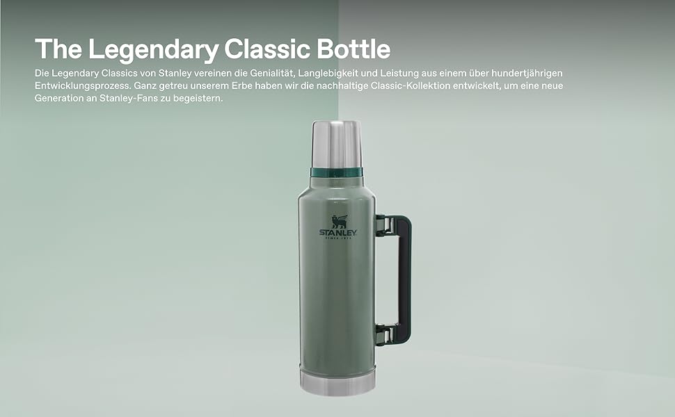 Термос Stanley Classic Legendary, 1900 мл, зелений: нержавіюча сталь, BPA-Free, для гарячих та холодних напоїв