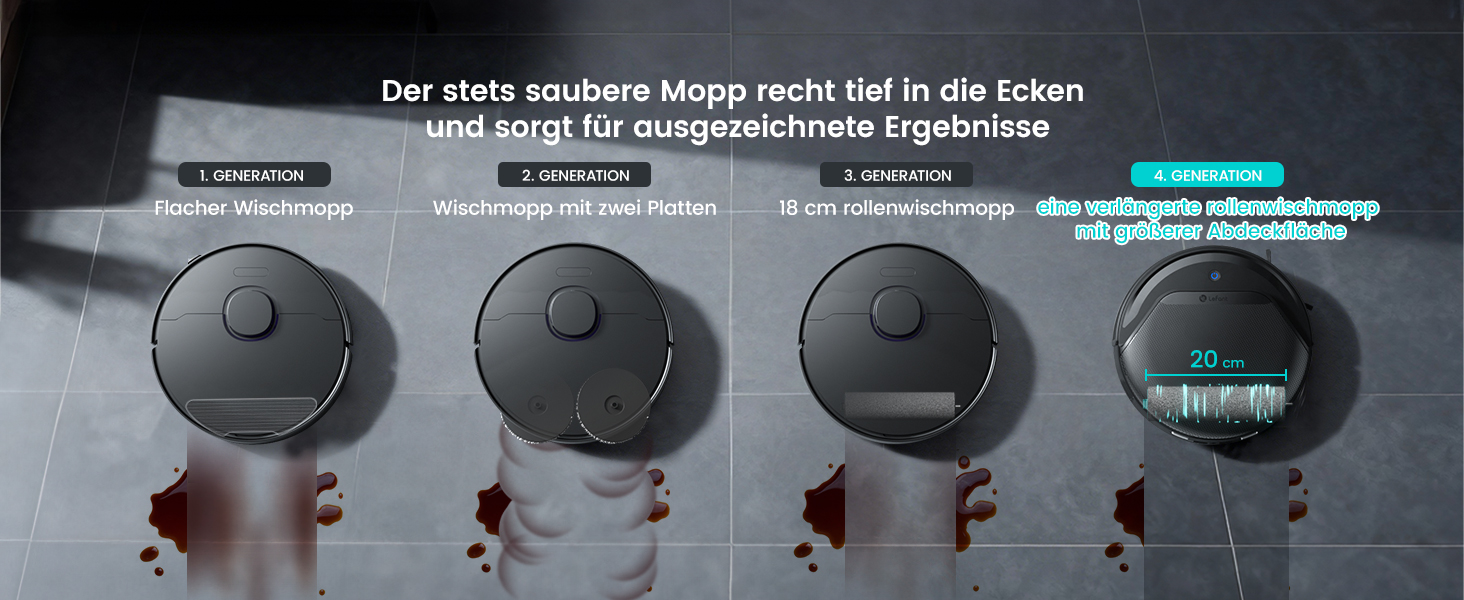 Робот-пилосос LEFANT M5 Pro-B з пультом дистанційного керування, 2200Pa, для шерсті тварин, з базою для зарядки, сумісний з Alexa та керуванням через APP, час роботи 120 хв