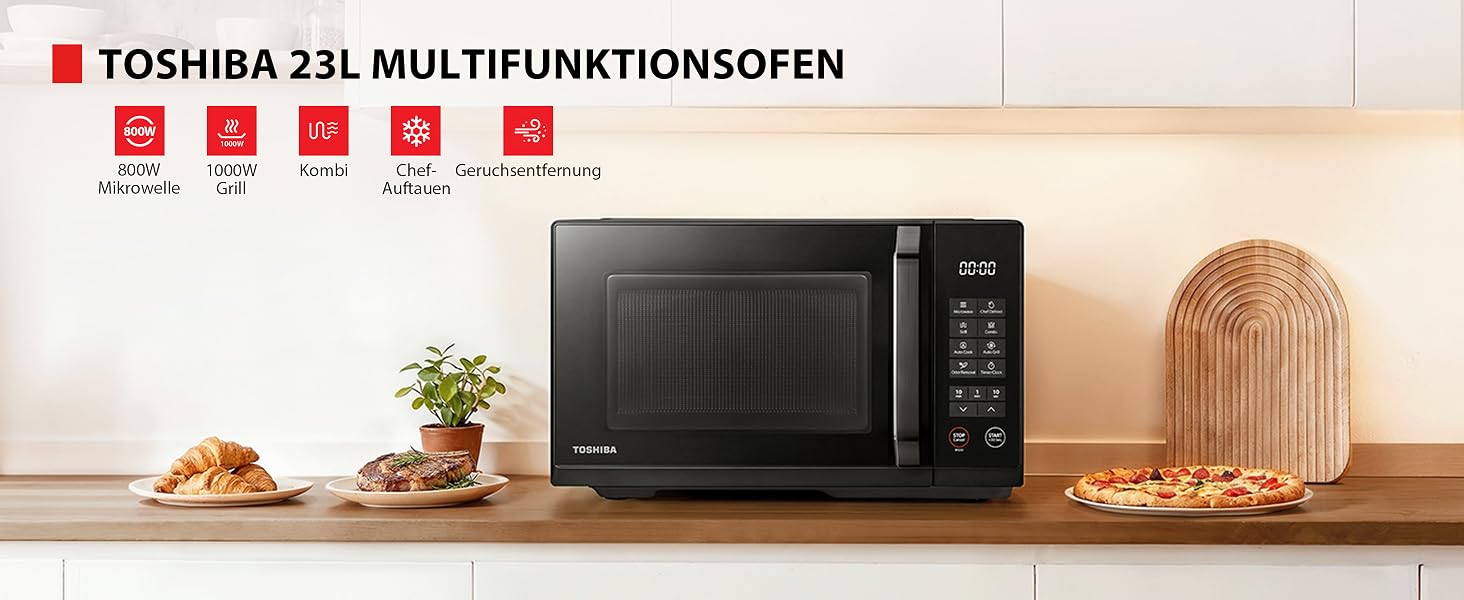 Вбудована мікрохвильова піч Toshiba MW3-AG25PFI(BK) з грилем, 25Л, інверторна, 900Вт, чорна