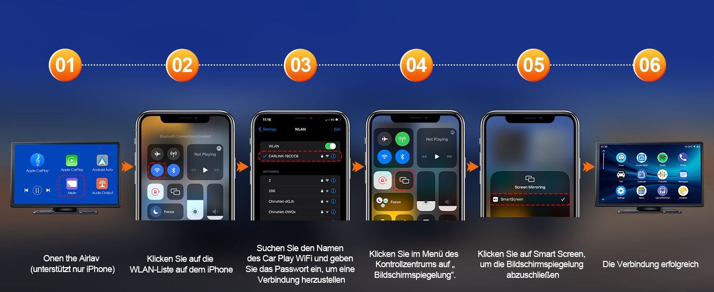 Volam автомобільна магнітола з 9'' IPS, бездротовий CarPlay та Android Auto, Bluetooth 5.0, FM, AUX, підтримка Siri та Google, портативний дисплей