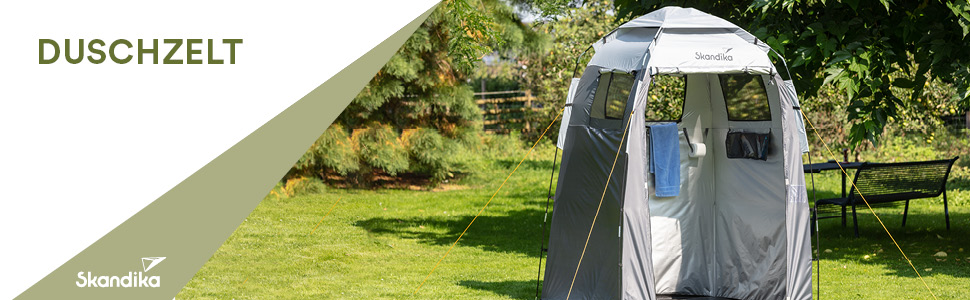 Skandika Camping Shower Tent | Privacy Changing Tent with 230cm Height, Silver-Coated, Waterproof, Separate Ground Sheet, 3 Ventilated Windows, Towel Holder, Shower Attachment | Toilet Tent