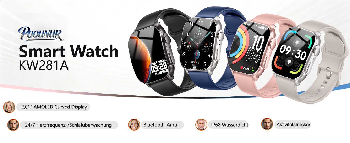 Смарт-годинник для жінок та чоловіків з AMOLED-дисплеєм 2.01