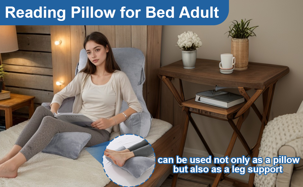 Крісло-мішок для читання, 90 x 80 см, XXL спинка, з підлокітником та знімною подушкою для шиї, сіре