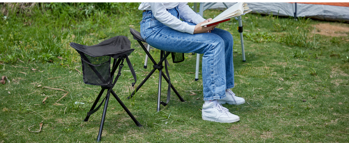 Складний стілець EVER ADVANCED: легкий, міцний, з кишенею для кемпінгу, риболовлі, полювання та піших прогулянок (102 кг)