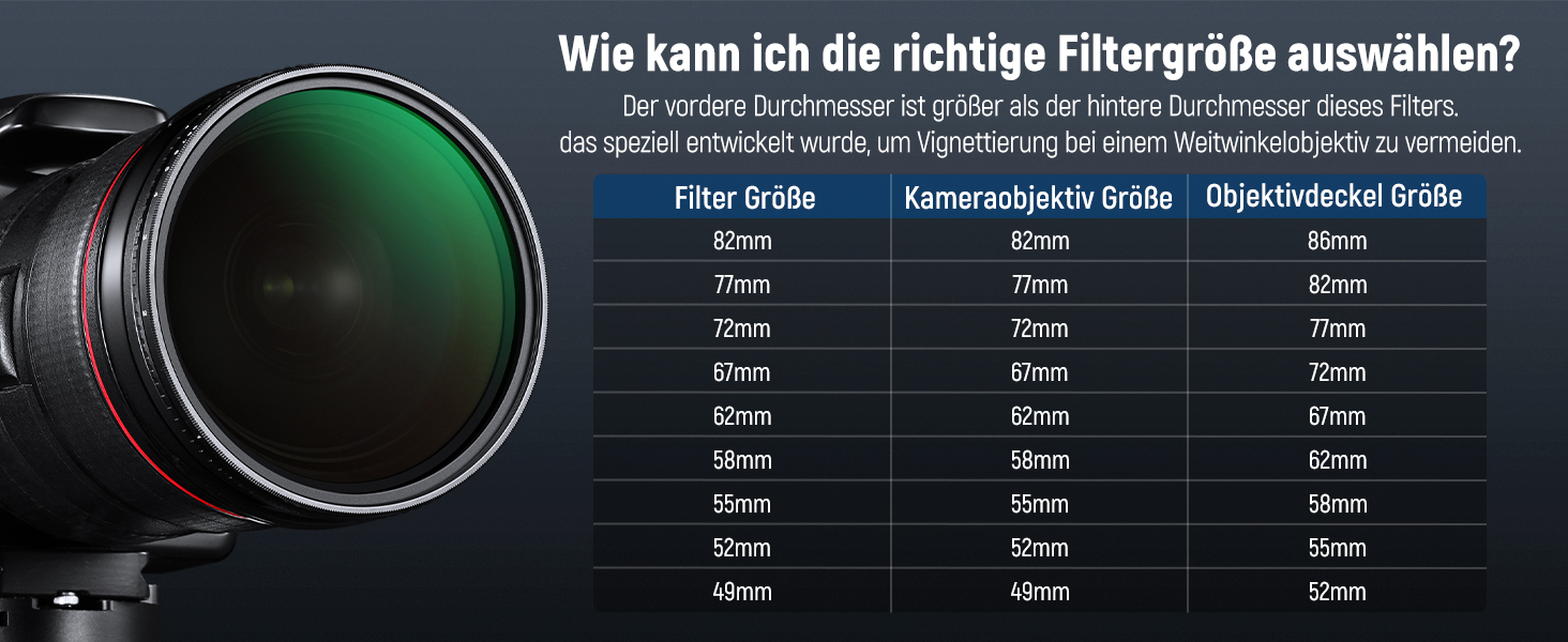NEEWER Фільтр ND Variabler 67mm ND2-ND400, Градуйований ND-фільтр з HD склом та алюмінієвою рамкою