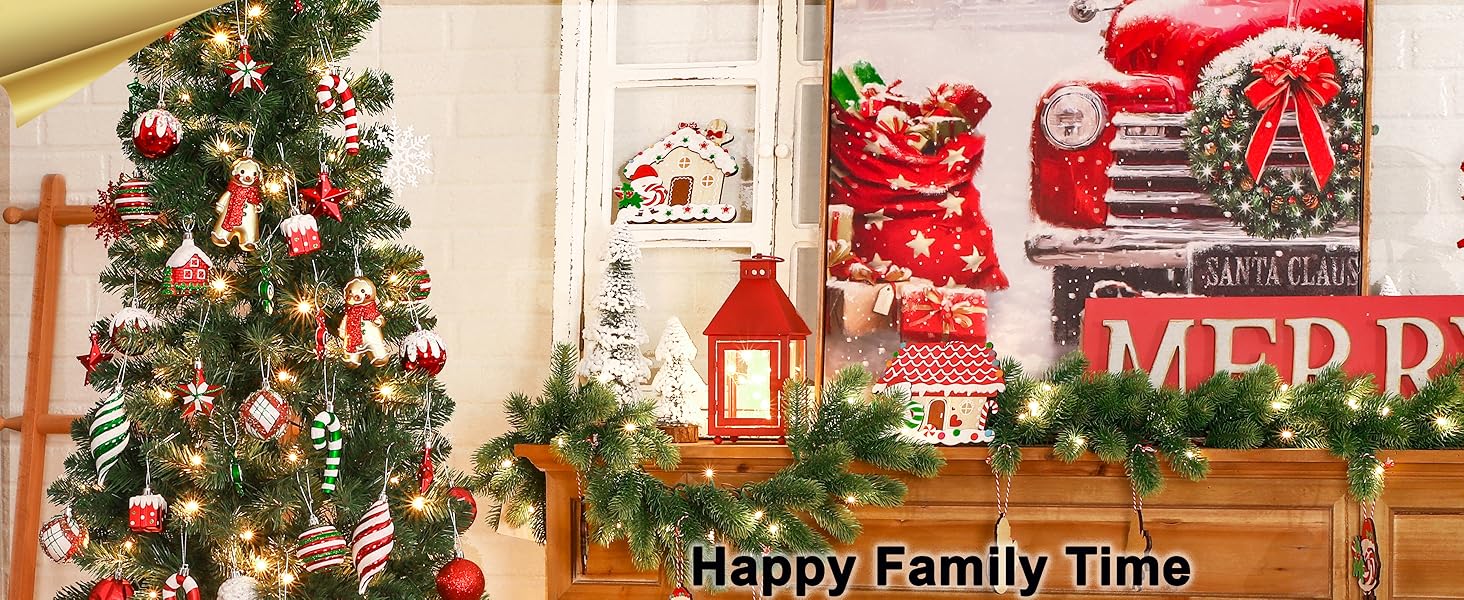 Набір прикрас на ялинку Shareconn 65 шт. - пластикові кулі, міцні, різні розміри та кольори (червоний та білий)